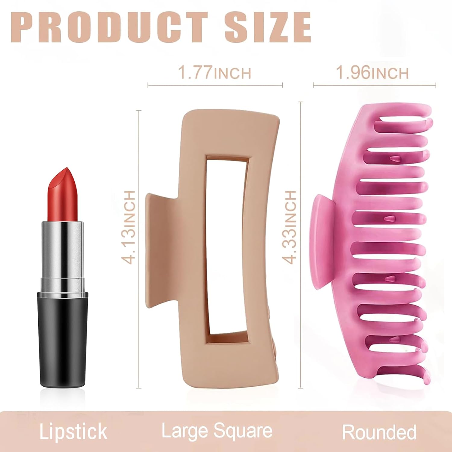 TOCESS 8 Pack Big Hair Claw Clips for Women Large Claw Clip for Thin Thick Curly Hair 90's Strong Hold 4.33 Inch Nonslip Matte Jumbo Hair Clips (8 Pcs)