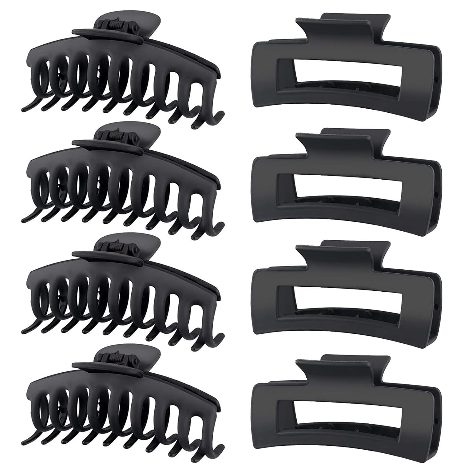 TOCESS 8 Pack Big Hair Claw Clips for Women Large Claw Clip for Thin Thick Curly Hair 90's Strong Hold 4.33 Inch Nonslip Matte Jumbo Hair Clips (8 Pcs)