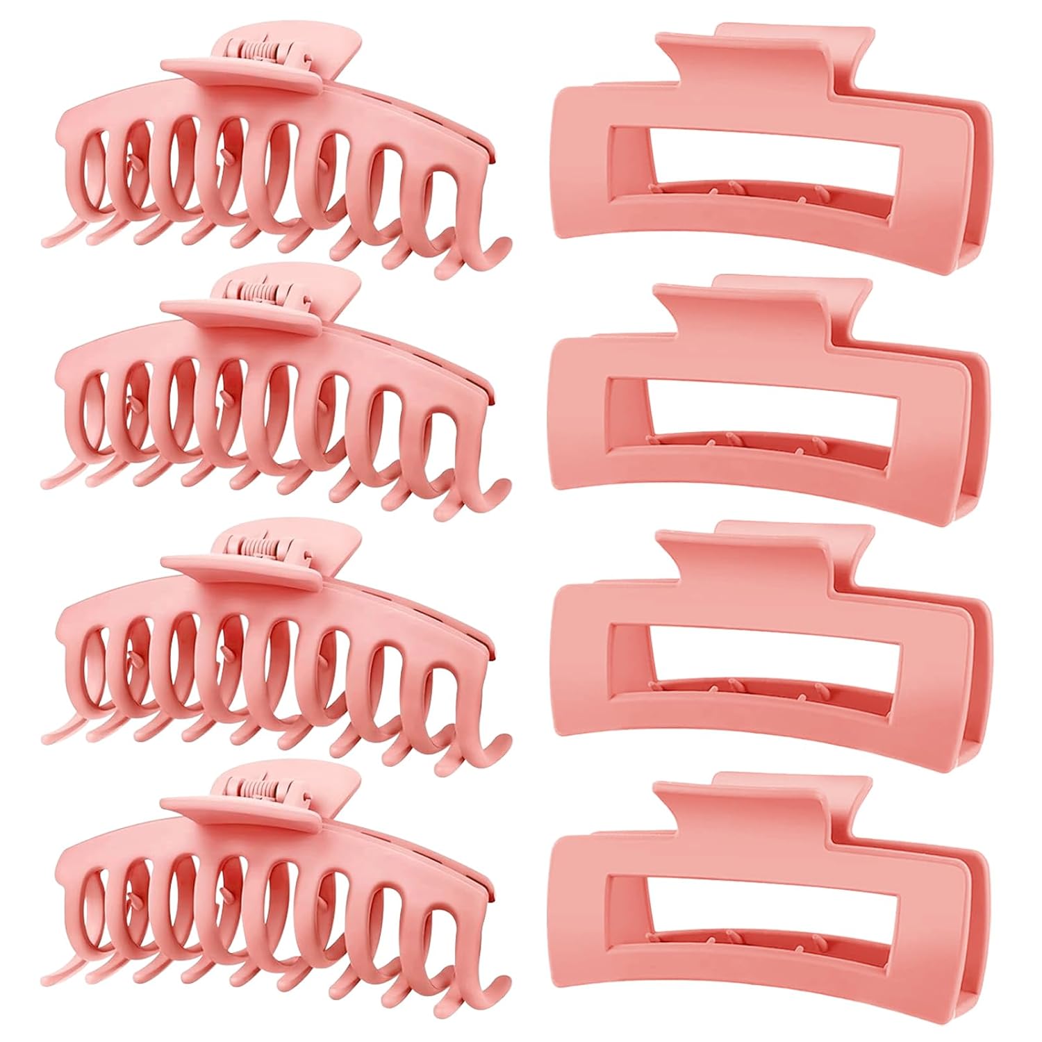 TOCESS 8 Pack Big Hair Claw Clips for Women Large Claw Clip for Thin Thick Curly Hair 90's Strong Hold 4.33 Inch Nonslip Matte Jumbo Hair Clips (8 Pcs)