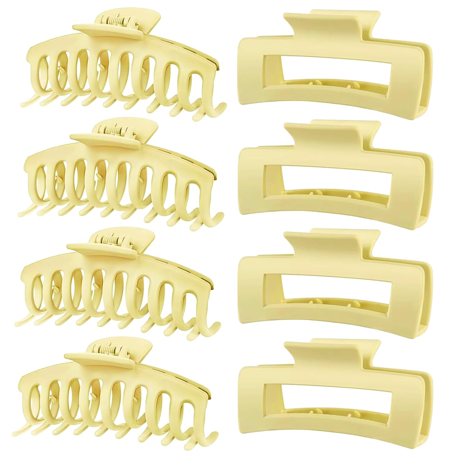 TOCESS 8 Pack Neutral Big Hair Claw Clips for Women Large Claw Clip for Thin Thick Curly Hair 90's Strong Hold 4.33 Inch Nonslip Matte Jumbo Hair Clips
