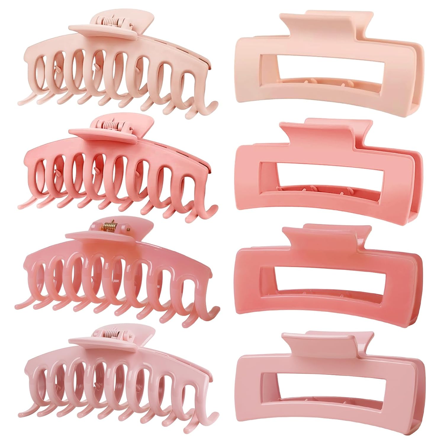 TOCESS 8 Pack Big Hair Claw Clips for Women Large Claw Clip for Thin Thick Curly Hair 90's Strong Hold 4.33 Inch Nonslip Matte Jumbo Hair Clips (8 Pcs)
