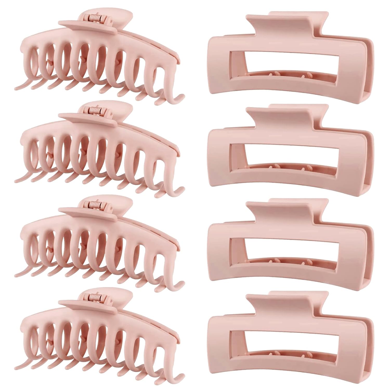 TOCESS 8 Pack Neutral Big Hair Claw Clips for Women Large Claw Clip for Thin Thick Curly Hair 90's Strong Hold 4.33 Inch Nonslip Matte Jumbo Hair Clips