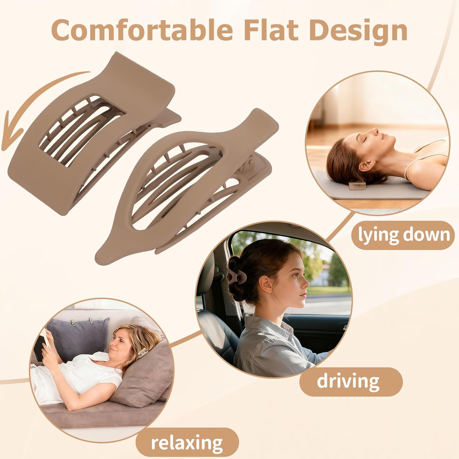 8Pcs French Flat Hair Clips for Women 2 Styles Claw Clips for Girls Matte Flat Hair Claw Clips for Thin and Thick Hair Large Non-slip Strong Hold Hair Accessories for Women (Brown)