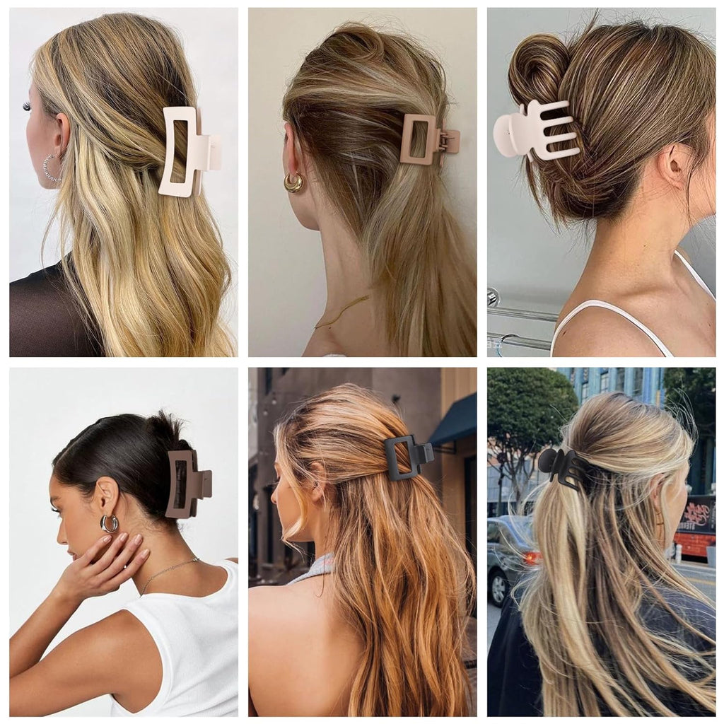 12 Pcs Hair Clips for Women 3 Styles Small Medium Large Claw Clips for Thin Thick Curly Hair. Strong Hold & Non-Slip Clips. Stylish Matte Plastic Hair Accessories Ideal Gifts for Women (Brown)